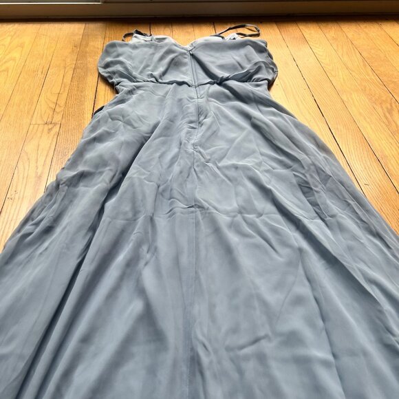 Birdy Grey Size S NEW Gwennie Chiffon Dusty Blue Maxi Bridesmaid Dress - Picture 14 of 16